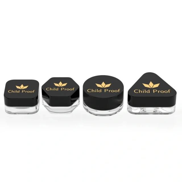 3g 5g 7g 9g round triangle square hexagon clear glass concentrate jar child proof custom logo small glass stash jar container