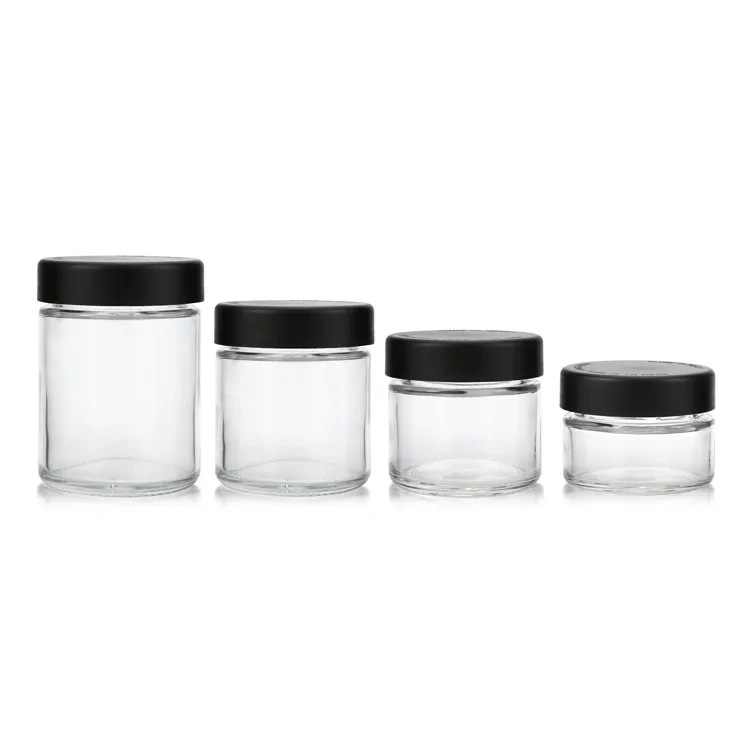 Wholesale Empty Clear candle jar food storage containers clear round leak proof airtight cookies glass jars with plastic lids