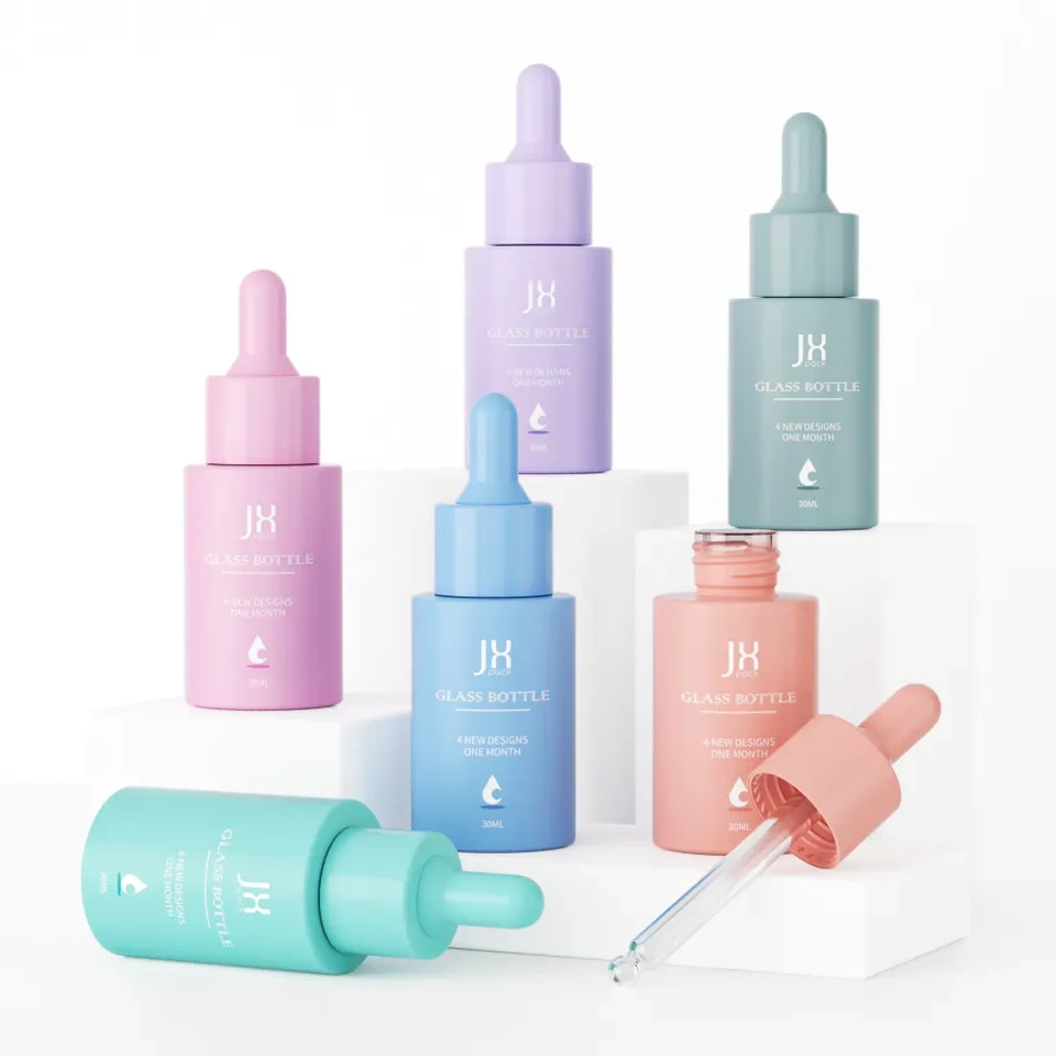 Child Resistant Luxury Round Custom Logo Electroplating Glass Bottle For Essential Oil Dropper Bottles With Screen Printing