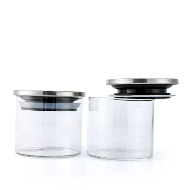 Wholesale high quality air tight empty container 4 oz Clear wide mouth glass candle jars with round glass canister with lid