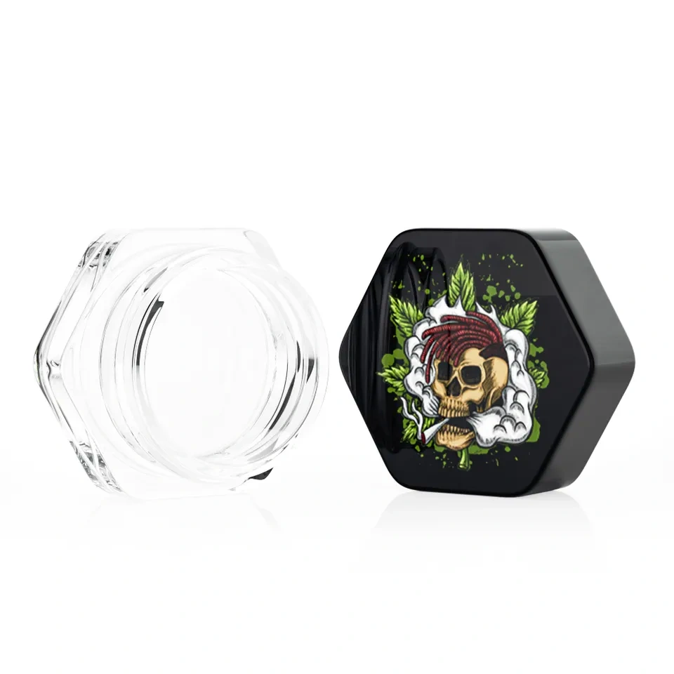 3g 5g 7g 9g round triangle square hexagon clear glass concentrate jar child proof custom logo small glass stash jar container