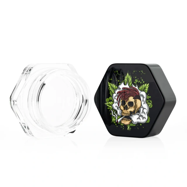3g 5g 7g 9g round triangle square hexagon clear glass concentrate jar child proof custom logo small glass stash jar container