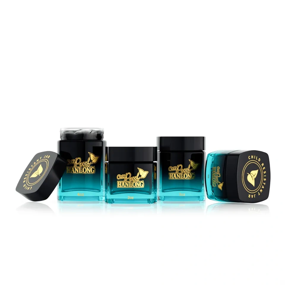 custom logo color straight side glass jar store dry flower 1 gram 3.5 gram glass jar with child proof lid