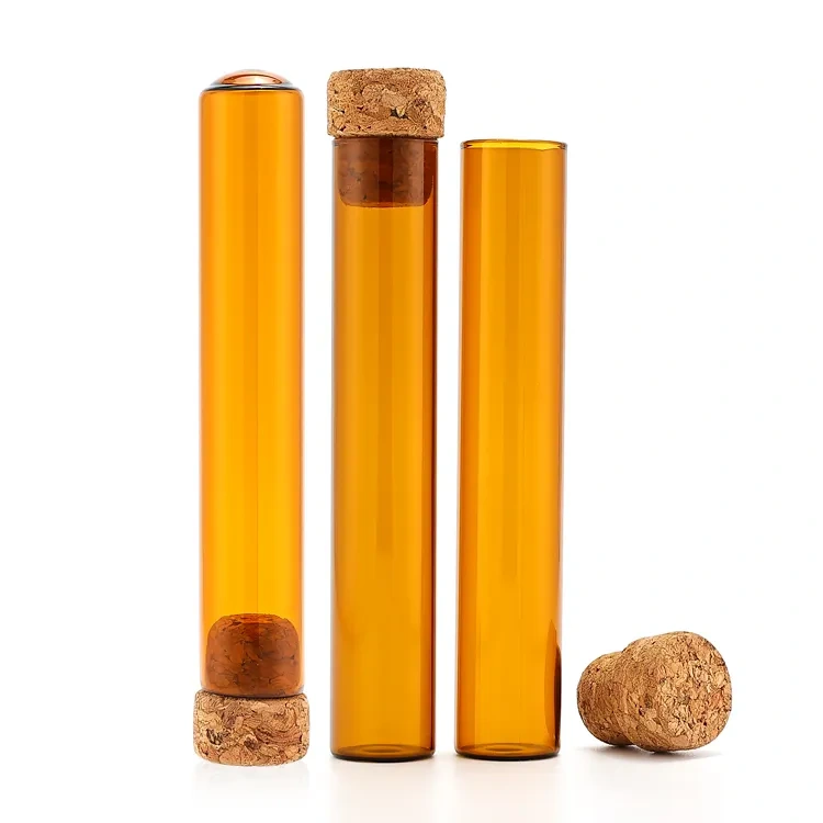 Customized size new design glass tube child proof resistant glass tube pill bottle with child resistant screw cap