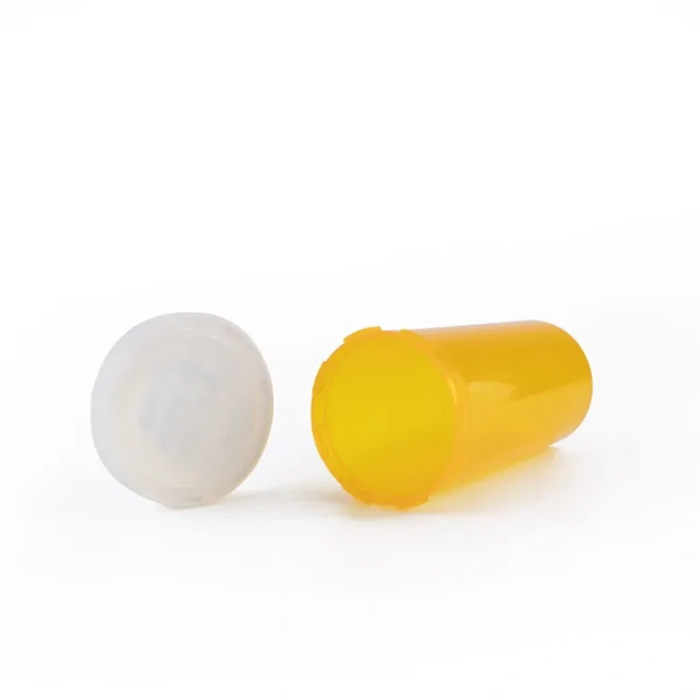 Child proof airtight container bottles medicine prescription pill child resistant plastic push turn cap vials