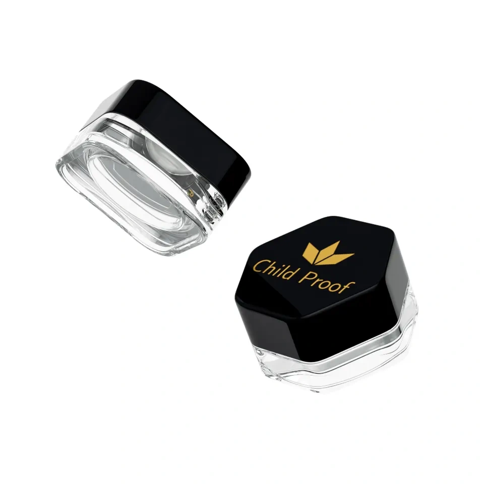 Custom Cube Jars Square 3g 5g 7g 9g Triangle Glass Concentrate Jar Wax Oil Clear Small Glass Jar With Child Proof Lid