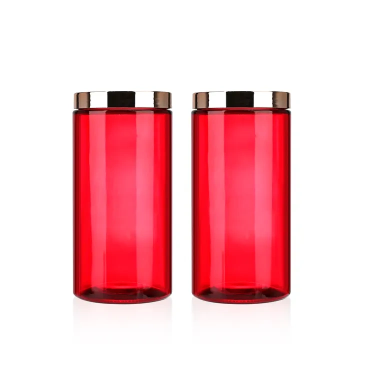 Red bottle kitchen flower tea spices cookie jar pet storage container air tight glass storage dried herbs stash jar