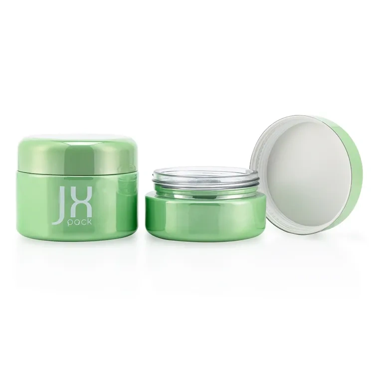 Big eye cream jar storage flower glass container empty green glass jars child resistant jars with childproof lid
