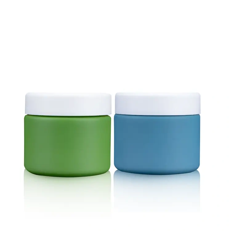 Custom 1oz 2oz 3oz 4oz Frosted Colorful Glass Jar Containers Jar Childproof Lid Glass Jar Cosmetic Packaging