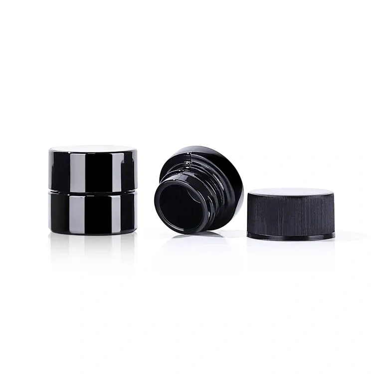Wholesale 3ml 5ml 7ml 9ml black round wax Square childproof Concentrate Jar Clear Glass child proof jar with Child Safe Lid