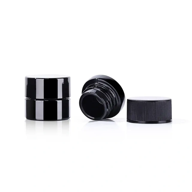 Wholesale 3ml 5ml 7ml 9ml black round wax Square childproof Concentrate Jar Clear Glass child proof jar with Child Safe Lid