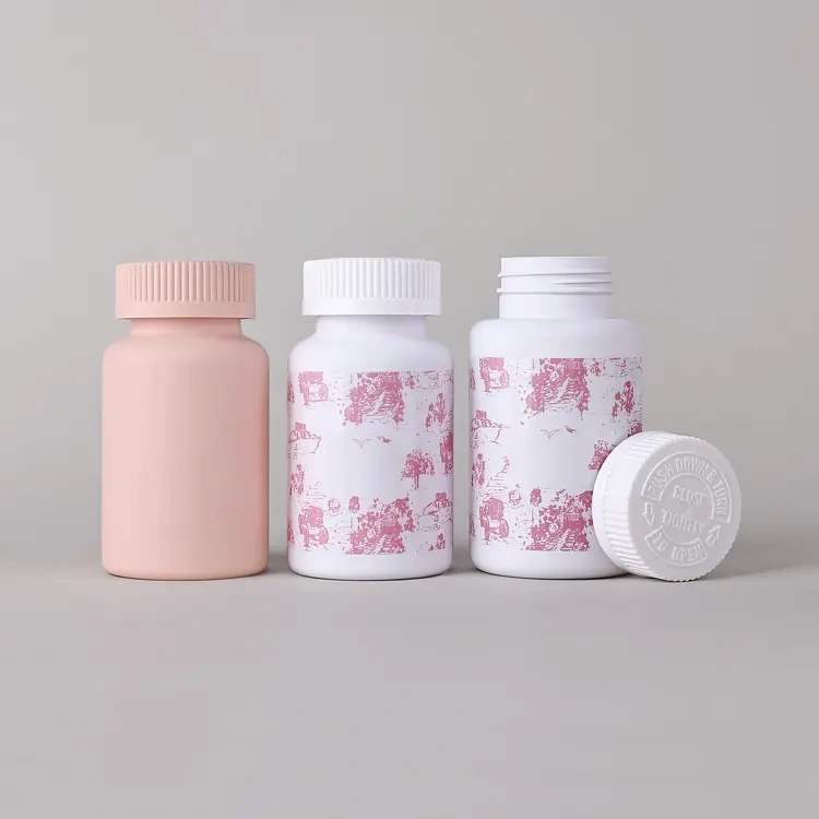 250ml 200ml Plastic PET medicine container bottles Empty Vitamin Pill Bottle with Children Resistant Black White Cap Packaging