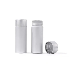 High quality eco friendly recyclable Essential Oil Aluminum Round Side Bottles matte sliver Aluminum bottle with screw lid