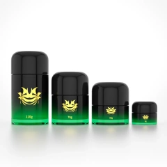 Factory wholesale customized child resistant empty glass jar embossed glass child resistant round side glass jar with CRC cap