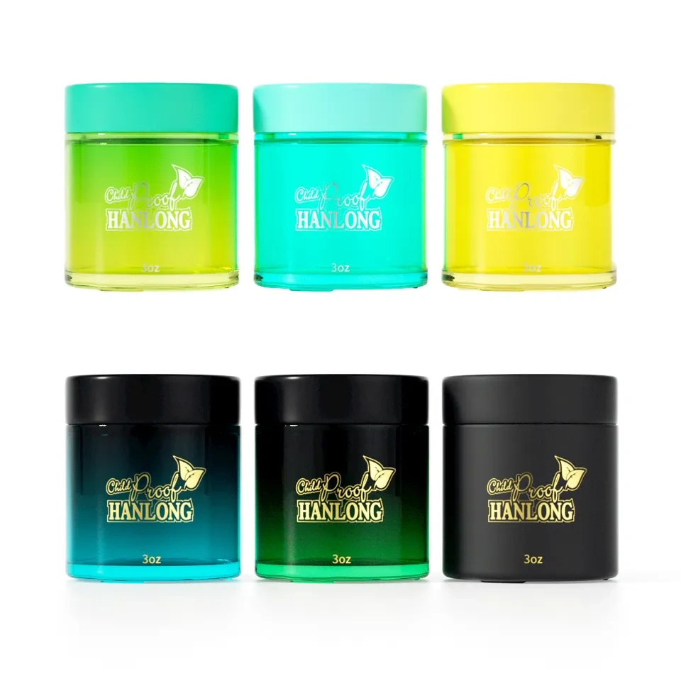 Custom frosted glass eight jar child proof glass jars 1 grams 3.5 grams flower smell proof square glass jar