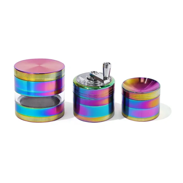 Factory OEM ODM Wholesale Customized Portable Colorful Zinc Aluminum Alloy 63mm Manual grinder 4 layers Aluminum Alloy Grinder