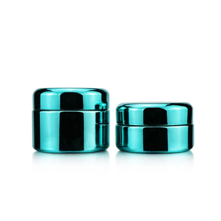 Customized color electroplate design smell proof 1g 3.5g child resistant jar with lid 2oz 4oz large wide mouth glass jar