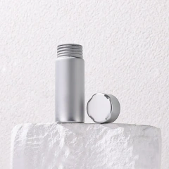 High quality eco friendly recyclable Essential Oil Aluminum Round Side Bottles matte sliver Aluminum bottle with screw lid