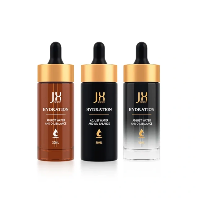 Thick bottom clear blue cosmetic perfume bottles 30ml glass dropper bottle essential oil glass bottle with silver dropper cap