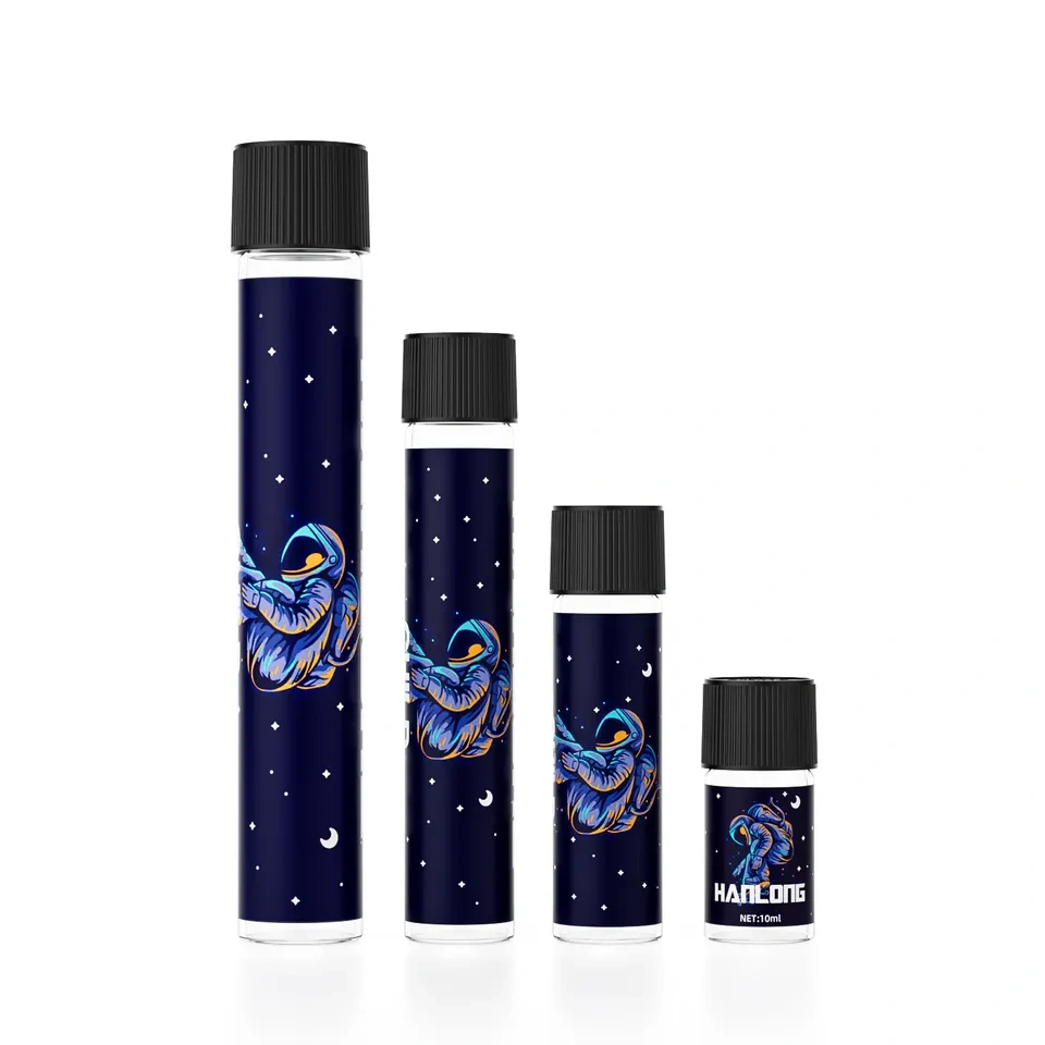 Custom luxury 116mm 120mm 125mm Child Resistant Pre Roll Tube With Label Stickers Clear Glass Pre Roll Tubes Packaging