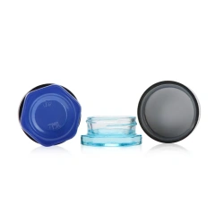 High quality 3ml 5ml 7ml 9ml transparent round child proof safe oil concentrates glass jars with child resistant cap