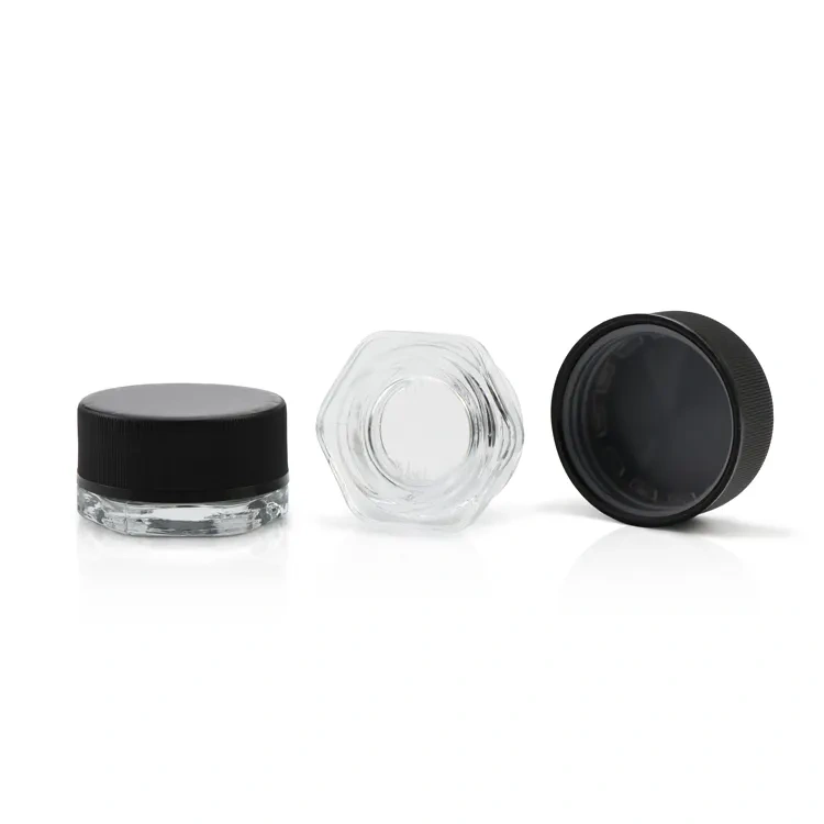 Custom clear hexagon glass jar bulk smell proof food storage small container storage jar glass bottle