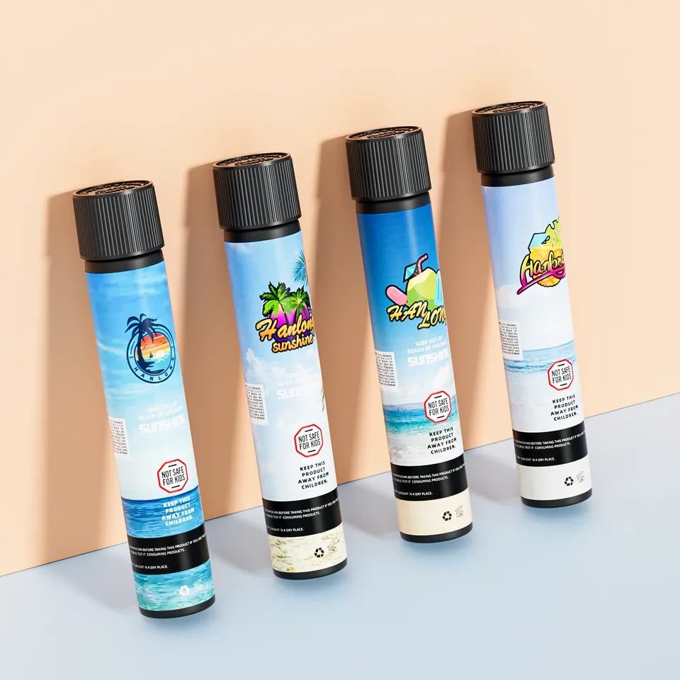 Customize Color Logo Cone Glass Tube 116mm 22*115mm Childproof Resistant Pre Roll Tubes With Screw Cap