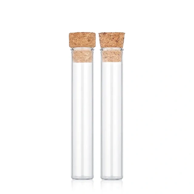Custom Logo 115mm Glass Tube Flat Bottom Clear Glass Test Tube With Cork Cap For Pre Packaging