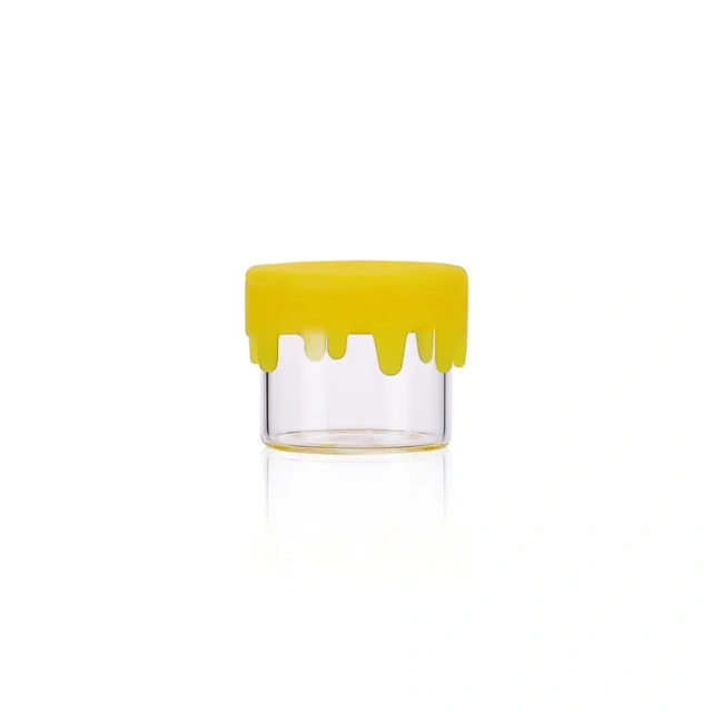 Non Stick Glass Wax Container Glass Custom Mini Concentrate Glass Jar With Color Silicone Lids