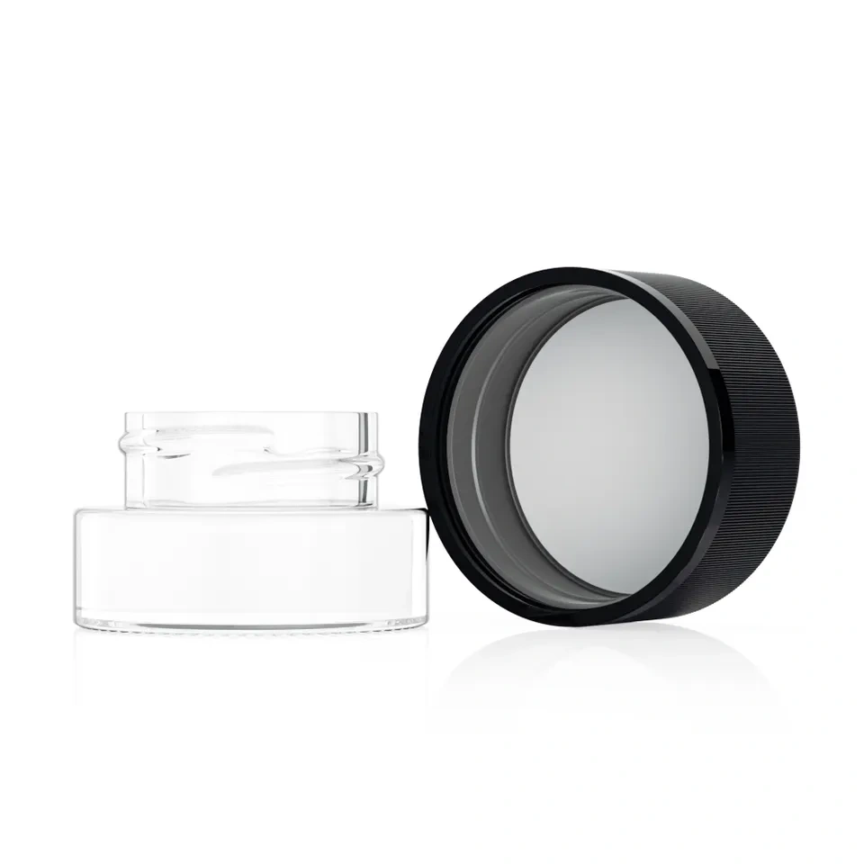 3ml 5ml 6ml 7ml 9ml Qube Clear Glass Concentrate Jar Dual Compartments Child Proof Cap Custom Mini Concentrate Glass Container