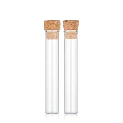 Customized logo 115mm transparent flat bottom glass test tube with cork cap glass tube pre packaging