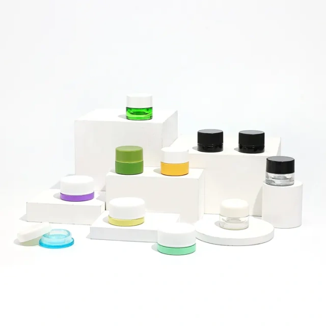 5ml 7ml Small Mini child resistant square triangle jar black jar cosmetic eye cream child proof concentrate container packaging