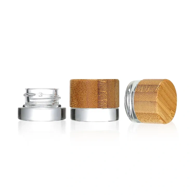 3.5g 3g 5g 7g 9g child resistant concentrate jar container eco-friendly wooden cap lids glass jars with bamboo lids