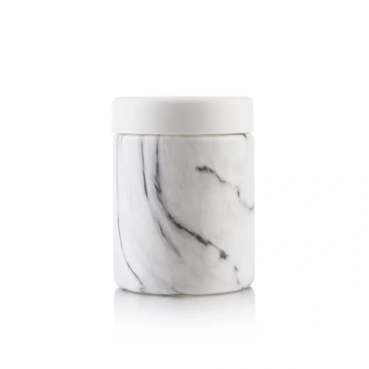 Customized child resistant glass jar embossed glass candle jar cookie jar glass with child resistant cap in stock