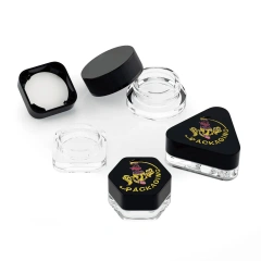Luxury 3g 5g 7ml 9gram Mini Wax Oil Smell Proof Container Clear Thick Glass Childproof Triangle Small Concentrate Glass Jar