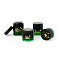 Wholesale custom design empty round 1oz 2oz 3oz 4oz dry flower packing glass jar with white black child proof cap