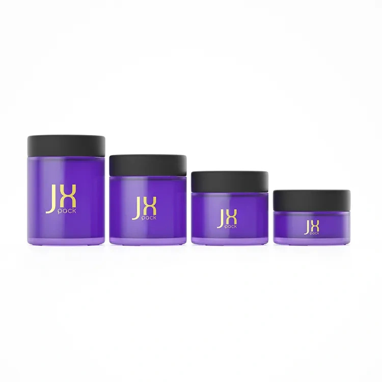 Custom logo 3.5 gram see through flower glass jars open window child proof jar matte flower storage glass jar container