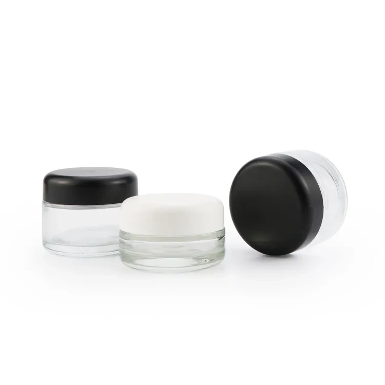 Hot sale clear empty child safe container glass stash jar child proof jars smell proof with lids