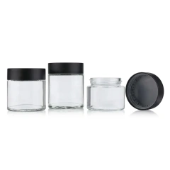 Hot sale clear empty child safe container glass stash jar child proof jars smell proof with lids