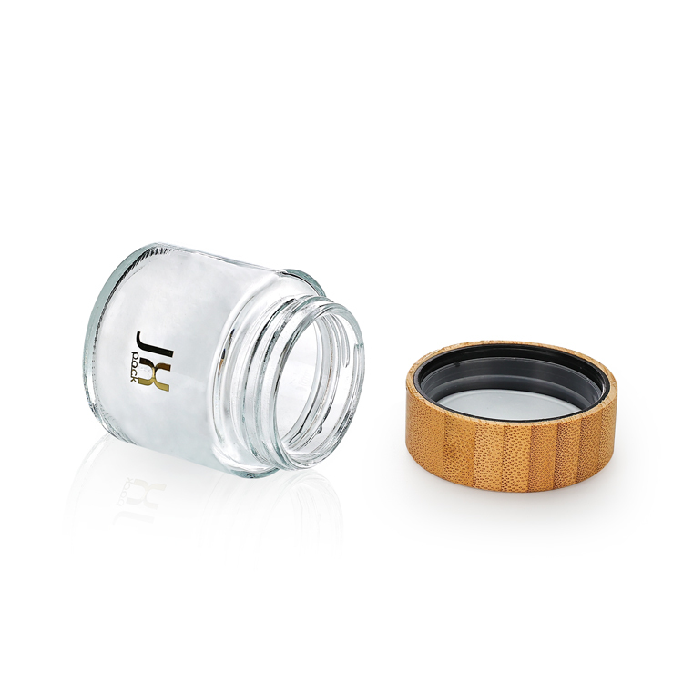 90ml 110ml glass empty bottles eco-friendly container stash airtight jar with bamboo lid child proof glass jar