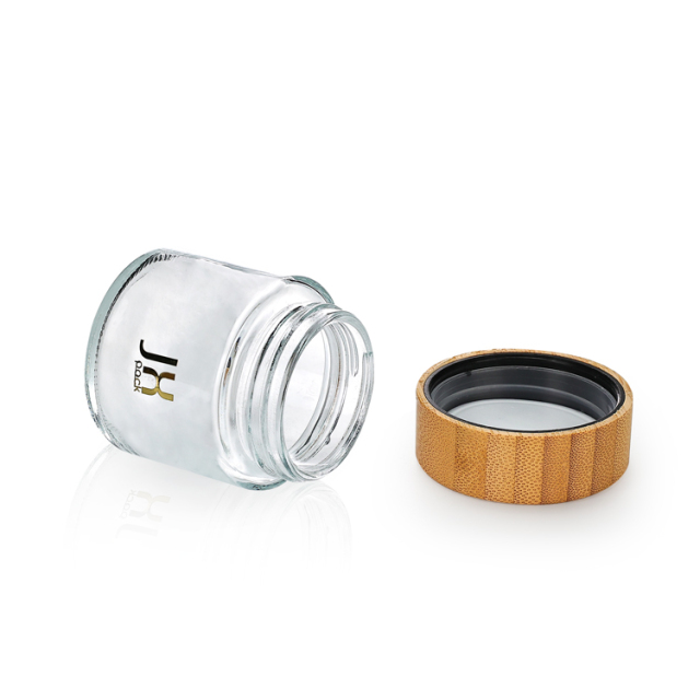 90ml 110ml glass empty bottles eco-friendly container stash airtight jar with bamboo lid child proof glass jar