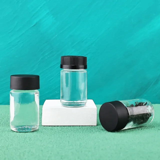 5 pack roll packaging vial smell proof child resistant glass jar with plastic child proof lids dried flower packaging jar