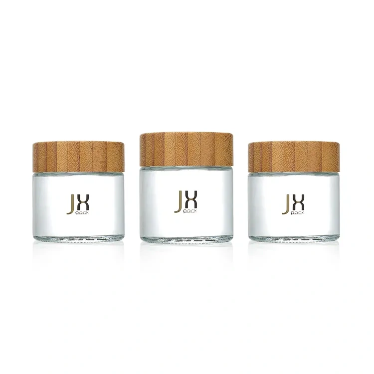 90ml 110ml glass empty bottles eco-friendly container stash airtight jar with bamboo lid child proof glass jar