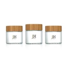 90ml 110ml glass empty bottles eco-friendly container stash airtight jar with bamboo lid child proof glass jar