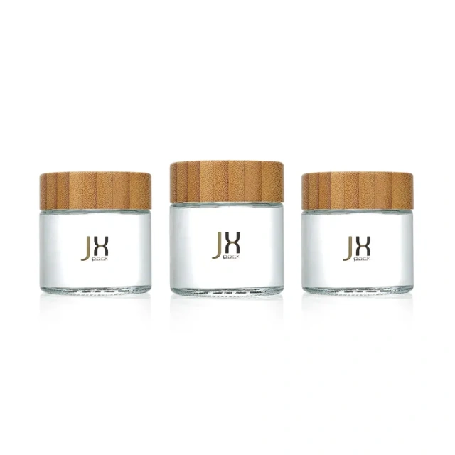 90ml 110ml glass empty bottles eco-friendly container stash airtight jar with bamboo lid child proof glass jar
