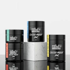 Custom Label Printing 1oz 2oz 3oz 4oz Child Resistant Container 3.5g Smell Proof Stash Glass Jar With CRC Color Lids