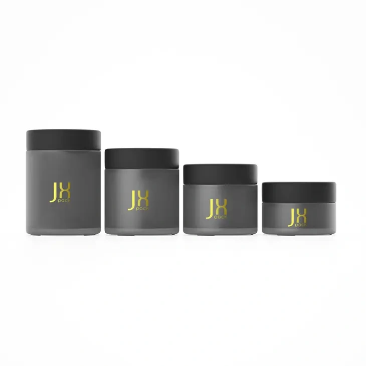 3.5 gram custom design Gradient matte glass jar smell proof jar dry flower packing container glass jar with child resistant lid
