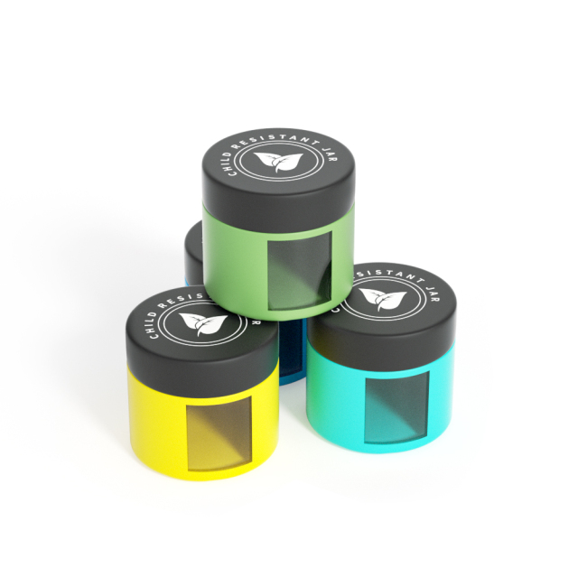 1 oz 2 oz 3 oz 4 oz Child Resistant Straight Side Glass Jar With Window Flower Bud Coffee Bean Storage Container Jar