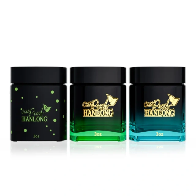 Smell proof 3.5g jar for flower child proof cap custom design matte black frosted glass jar child resistant packaging container