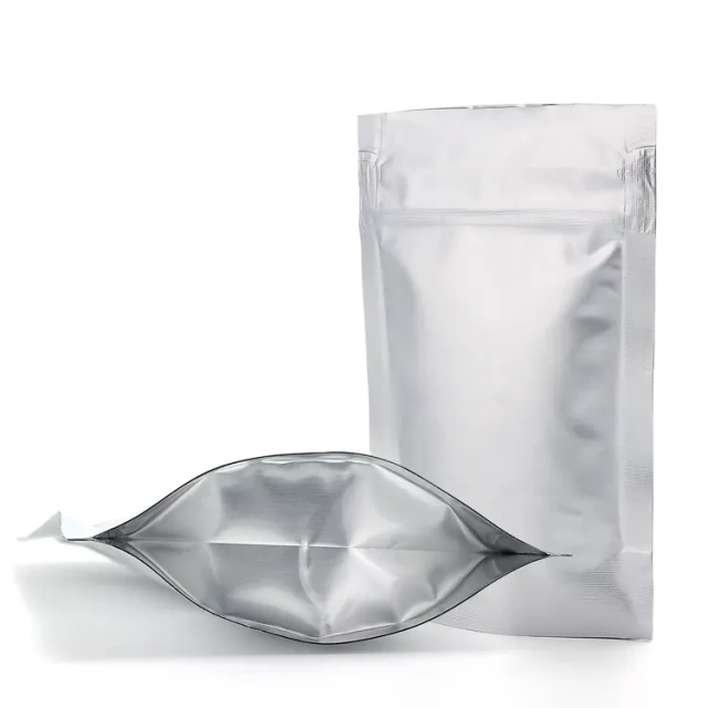 custom silver resealable zipper food packaging bags stand up pouch custom flower packaging plastic bag